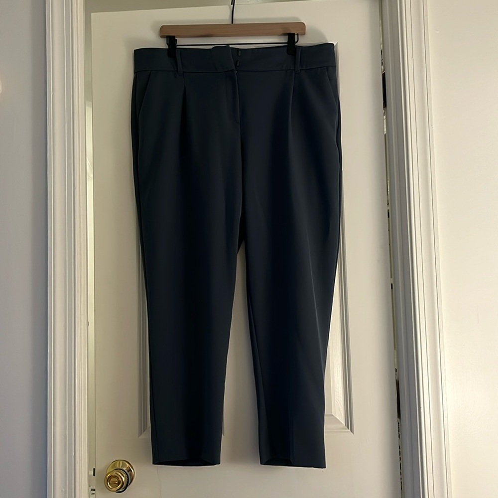 Blue-Gray high rise straight leg trousers
